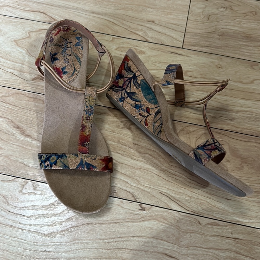 Style & Co chunky floral, cork shoes